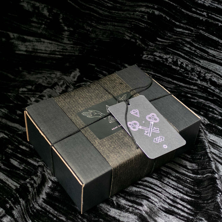 wrapped gift box from soap cult australia with gift tag