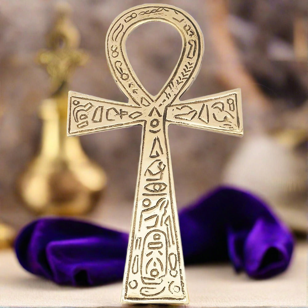 bright brass eqyptian ankh altar tool