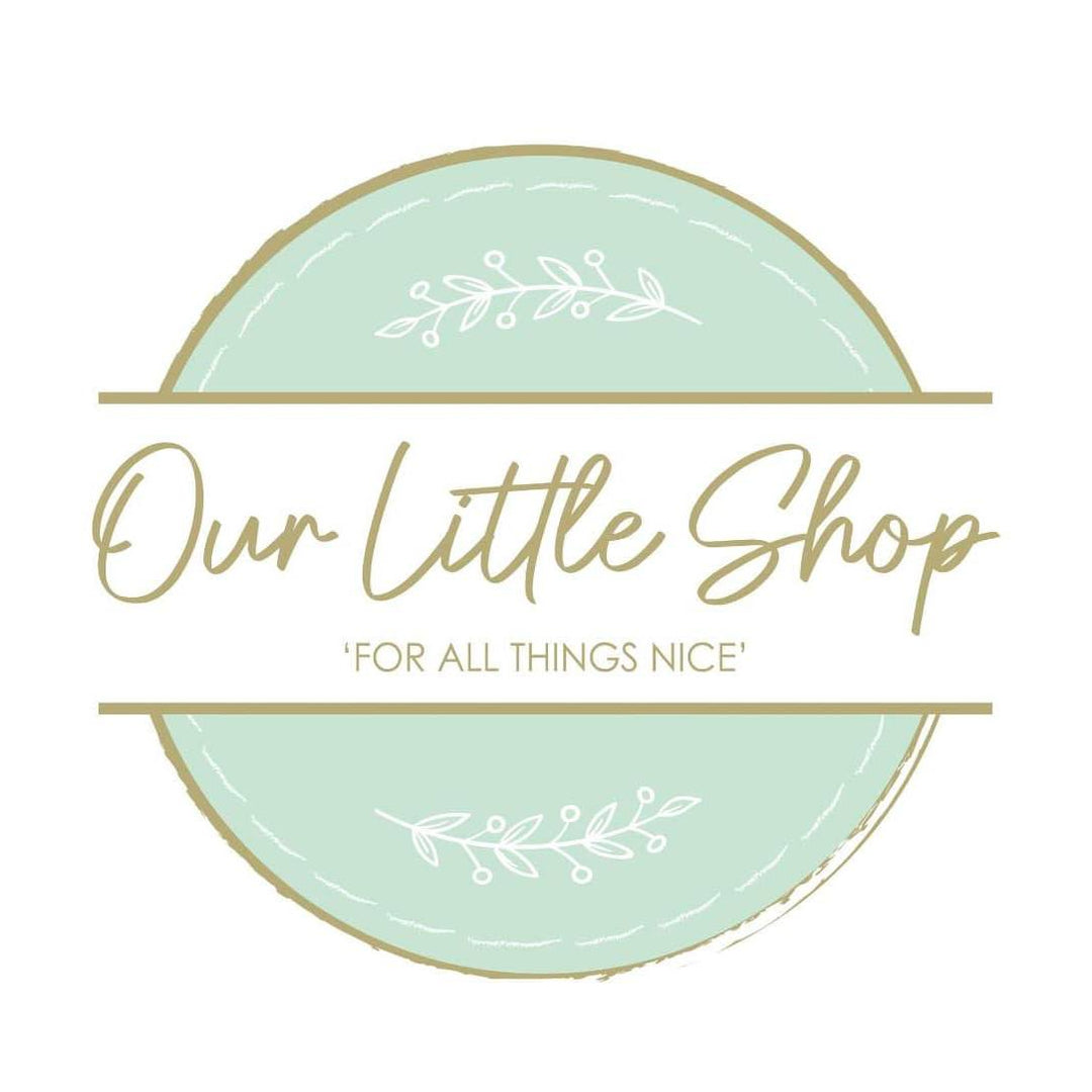 mint green white and gold logo for our little shop boutique in beaudesert