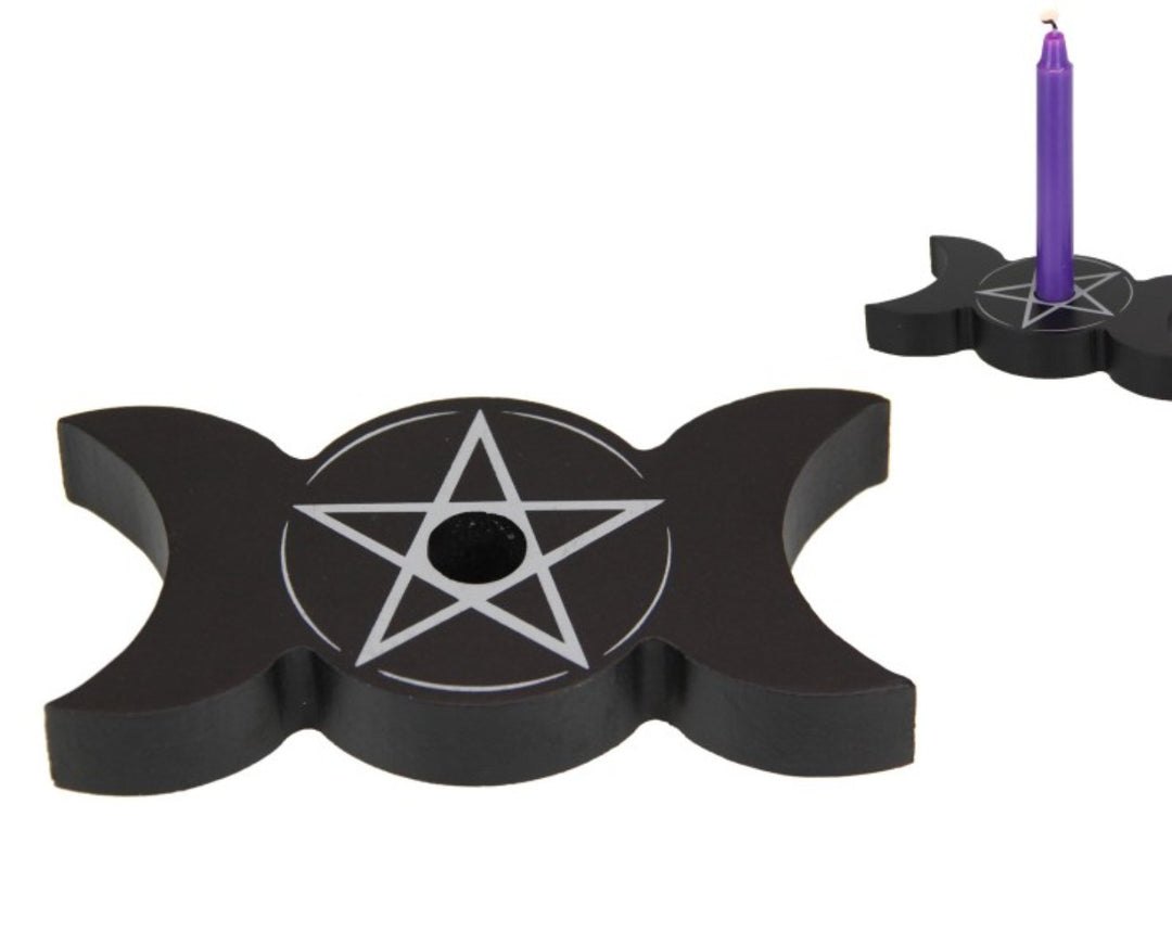 Wish Spell Candle Holder | Triple Moon Pentacle - Soap Cult Australia
