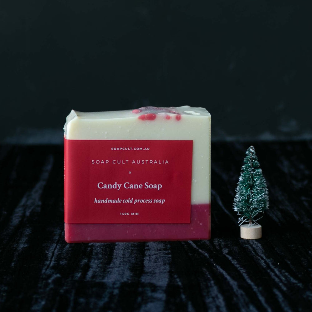 wrapped candy cane handmade christmas soap by soap cult australia
